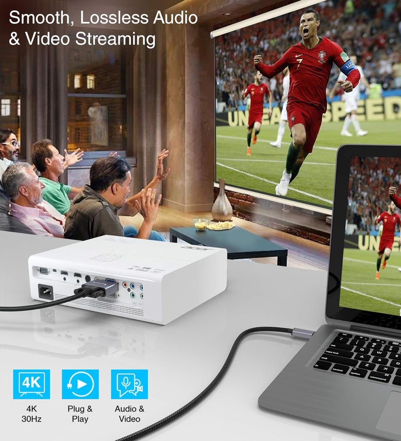 BlueRigger كابل محول USB C 3.1 إلى DVI (متوافق مع Thunderbolt 3) لجهاز MacBook Pro 2017/18/19/20، MacBook Air/iPad Pro 2020، Surface Book 2، Samsung Galaxy S8/S9/S20، Note 10 والمزيد (6 أقدام / 1.8 متر) - Image 5