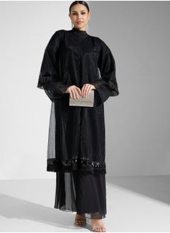 Lace Detail Sequins Abaya