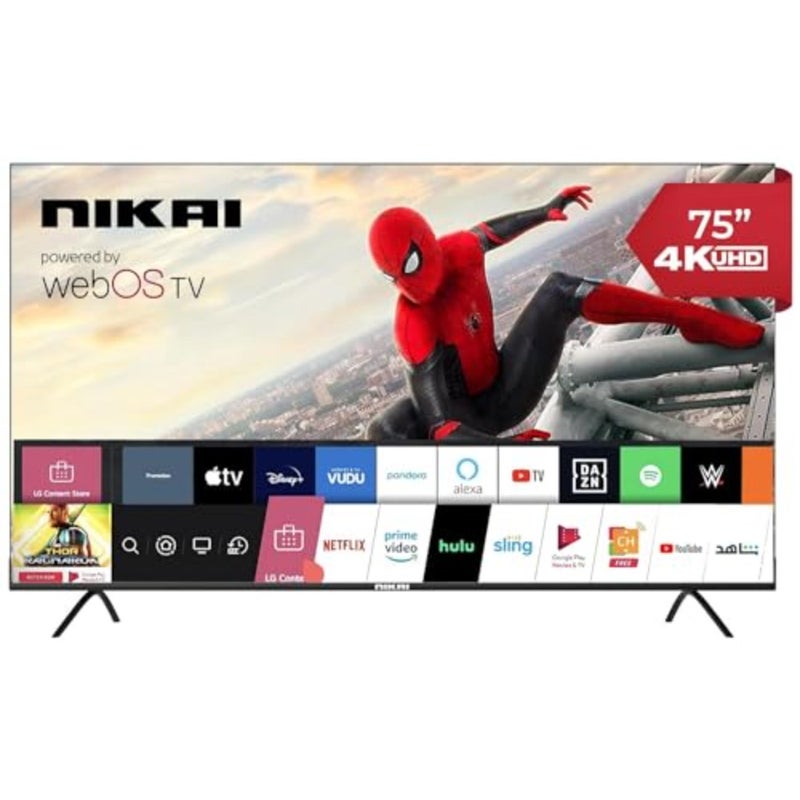 تلفزيون 75 بوصة 4K Ultra HD WebOS Smart LED للترفيه المنزلي، لوحة LED، لون بلاتيني، HDR + Dolby Audio + Voice Control + AirPlay - Image 1