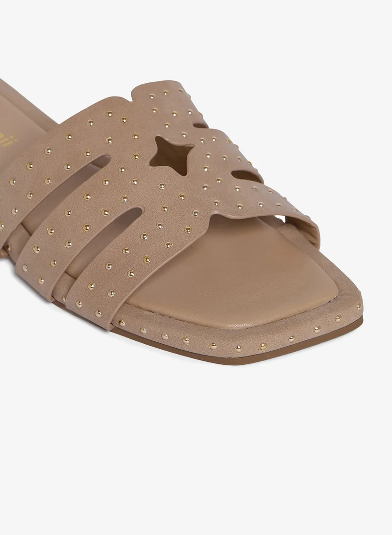 Geoomnii BEIGE Geoomnii Flat Sandals for Women – Comfortable Slip-On Casual Summer Sandals for Daily Wear, Walking & Travel for Women | Best Price UAE