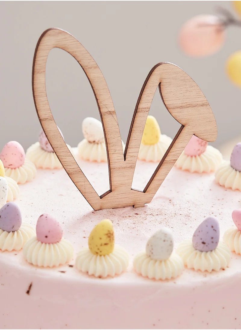 جينجر راي Easter Cake Topper - Bunny Ears - Wooden
