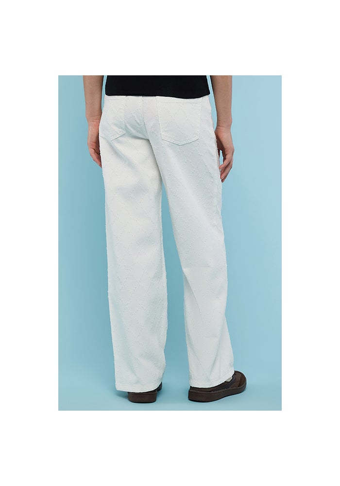 R&B Textured Wide Leg Jeans with Button Closure - Image 4