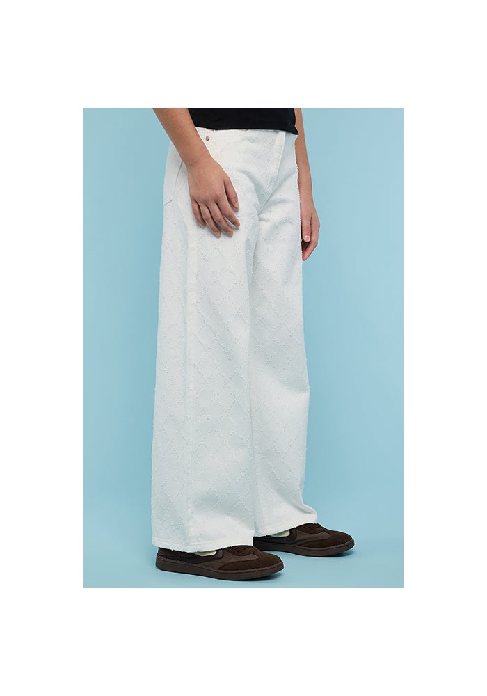 R&B Textured Wide Leg Jeans with Button Closure - Image 5