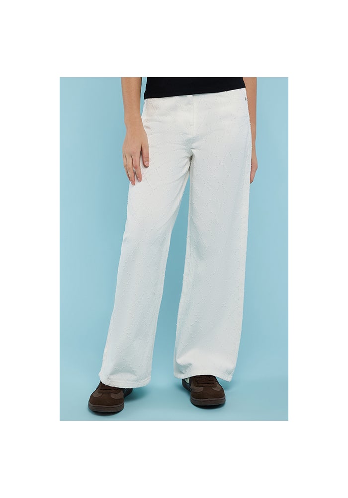 R&B Textured Wide Leg Jeans with Button Closure - Image 1