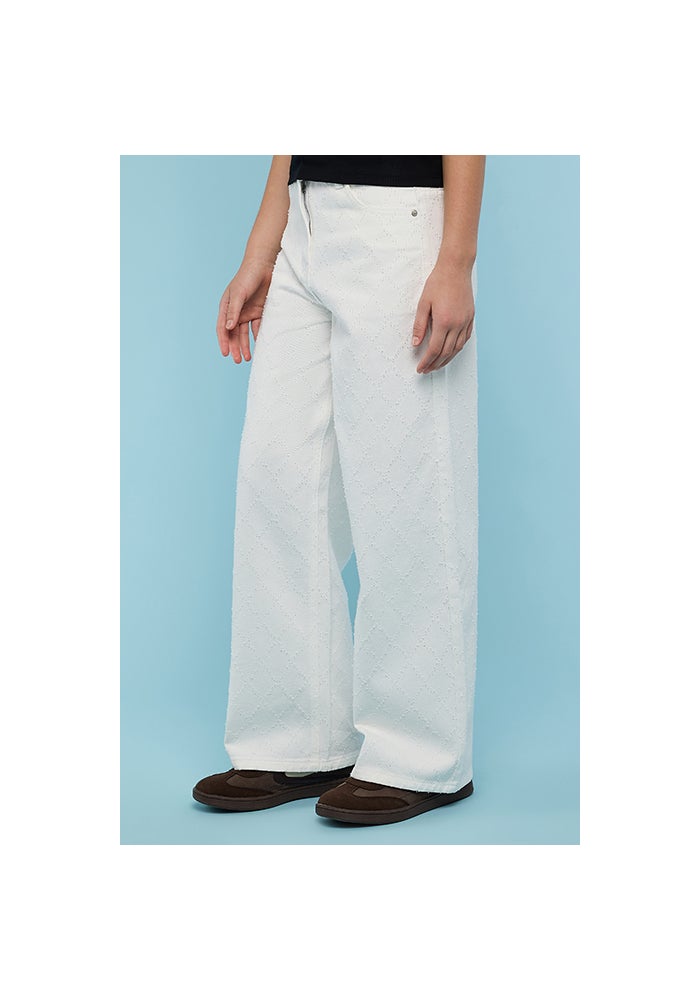 R&B Textured Wide Leg Jeans with Button Closure - Image 3