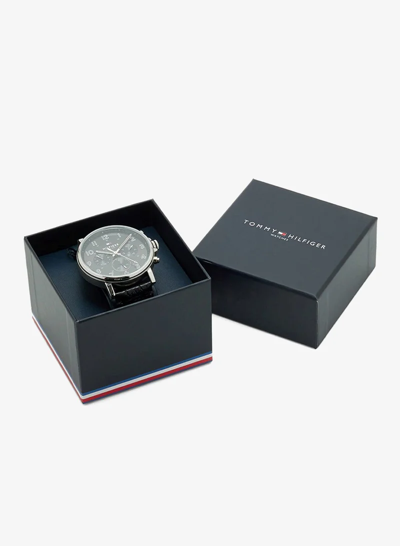 Tommy Hilfiger  Mens Analog Multifunction Quartz Watch With Black Leather Strap - 1710381 for Men | Best Price UAE