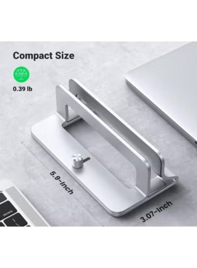 Vertical Laptop Stand Holder – Adjustable Aluminum Desk Stand for Laptops Up to 17.3 Inches, MacBook and Gaming Laptop Compatible (Silver) - Image 3