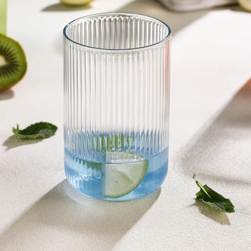 SUPERMOM Plastic Glass Set of 6 – Transparent Casa Glass, Unbreakable Tall Ribbed Glasses for Water, Juice, Cocktails, Mocktails & Beverages, Reusable and Easy to Clean, Everyday Drinkware (300 ml) - Image 3