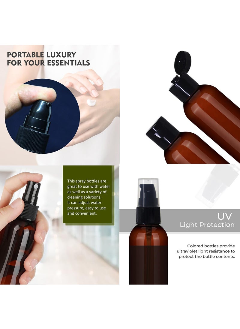 nsb herbals Combo Of 350 ml Amber Plastic Empty All Black Mist Spray Pump Flip Top Cap  Serum Bottles For SanitizerPerfumeRose WaterTravelDiy ProductsRefillable Reusable