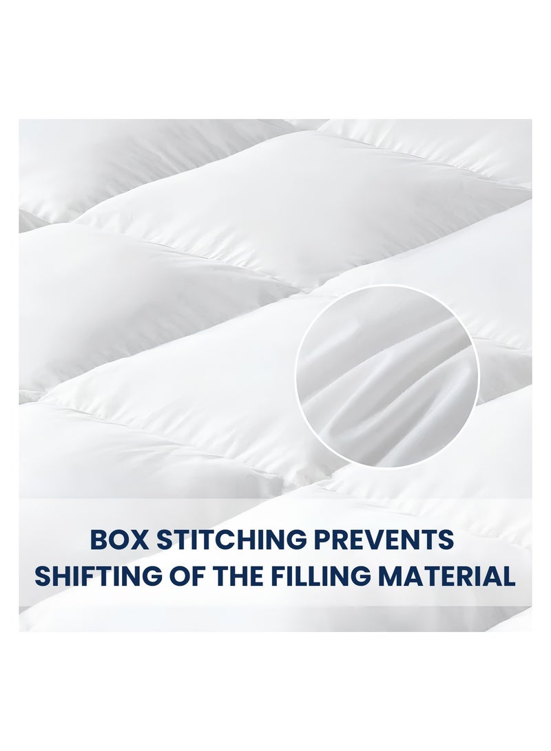 INFINI HOMES Infini Homes Microfiber Duvet Double Size White Soft, Lightweight, and Luxurious Box Pattern Design 220x240 cm  - Image 2
