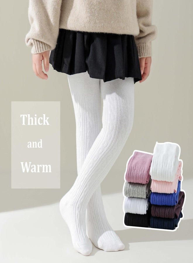 Marchare Baby Girls Tights Thick Solid Cable Knit Leggings Winter Warm Stockings For Toddler Girls 6-12 months Ivory White 1 Pack - Image 5