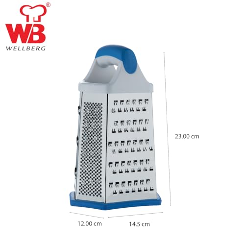 Wellberg 6 in 1 Stainless Steel Greater, Stainless Steel Blades, Anti-Slip Base, Durable and Sharp, PP Handle Gives You a Perfect Grip, Multi-Functional 6 Sided Grater - Dishwasher Safe - Image 3