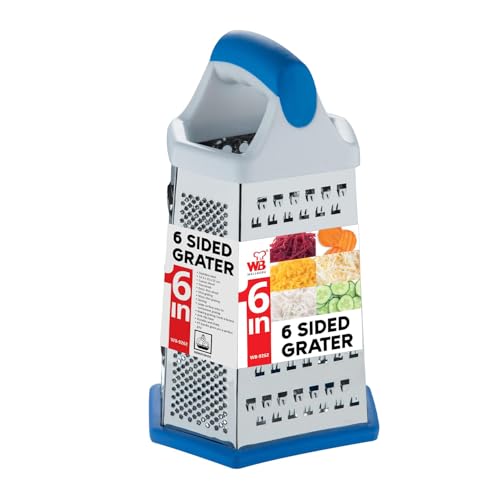 Wellberg 6 in 1 Stainless Steel Greater, Stainless Steel Blades, Anti-Slip Base, Durable and Sharp, PP Handle Gives You a Perfect Grip, Multi-Functional 6 Sided Grater - Dishwasher Safe - Image 2