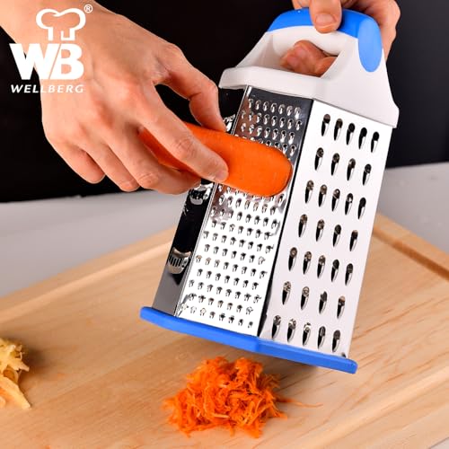 Wellberg 6 in 1 Stainless Steel Greater, Stainless Steel Blades, Anti-Slip Base, Durable and Sharp, PP Handle Gives You a Perfect Grip, Multi-Functional 6 Sided Grater - Dishwasher Safe - Image 5