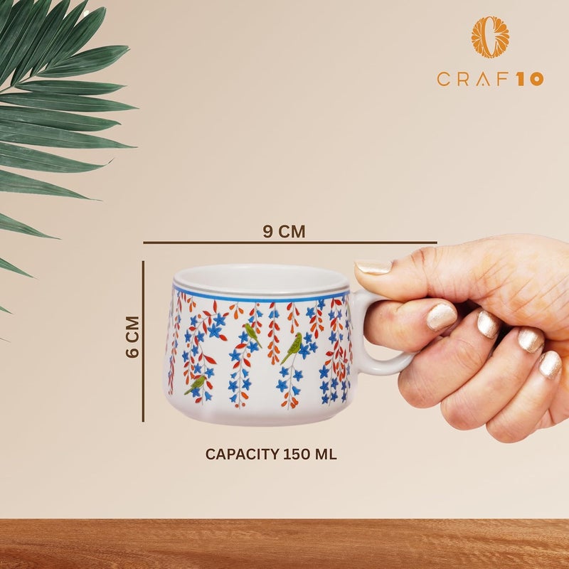 CRAF10 طقم إبريق شاي وأكواب سيراميك مصنوعة يدويًا - 1 إبريق (1 لتر) و 6 أكواب (160 مل)، أنيق، آمن للاستخدام في الميكروويف وغسالة الصحون | طقم صباحي | أطقم شاي مع إبريق للتقديم كهدية - Image 5