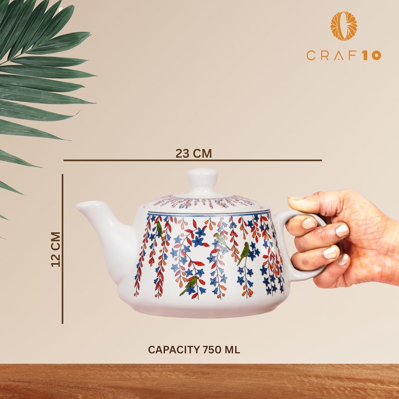 CRAF10 طقم إبريق شاي وأكواب سيراميك مصنوعة يدويًا - 1 إبريق (1 لتر) و 6 أكواب (160 مل)، أنيق، آمن للاستخدام في الميكروويف وغسالة الصحون | طقم صباحي | أطقم شاي مع إبريق للتقديم كهدية - Image 4