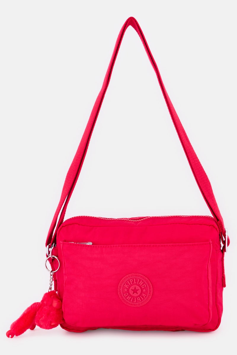 kipling حقيبة كتف نسائية بشعار العلامة التجارية، فوشيا - Image 1