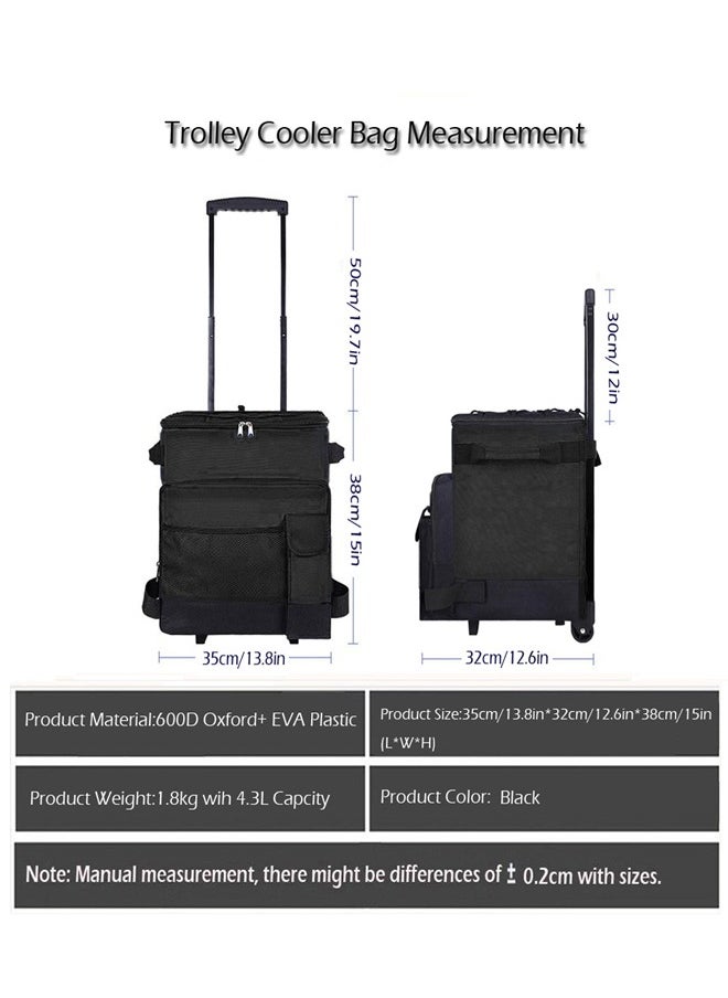 Foldable Grocery Shopping Trolley, Cooler Food Bag, Portable Hand Boot Cart Trunk, Rolling Insulated Thermal, Wheels Roller for Outdoor BBQ Beach, Camping Picnics, 43L Capacity, Black - pzsku/Z1FAC1AEC5318FA8CF23BZ/45/_/1698067040/c4eb94b2-c458-41d7-845a-e8c71c1fcc96