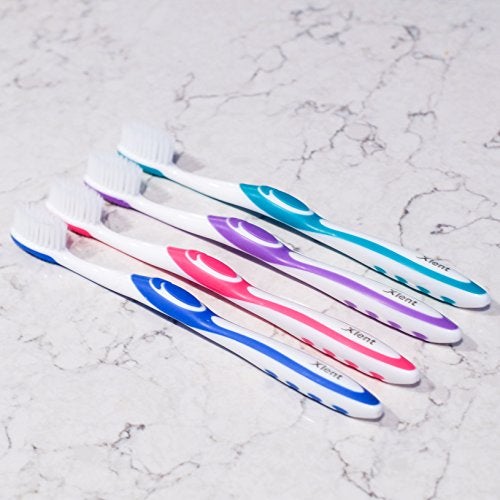 Xlent Super Soft, Tapered Bristle Toothbrush with Tongue Cleaner Assorted Colors - (4 Count) - Image 3