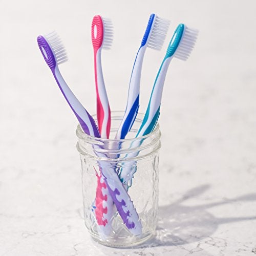 Xlent Super Soft, Tapered Bristle Toothbrush with Tongue Cleaner Assorted Colors - (4 Count) - Image 4