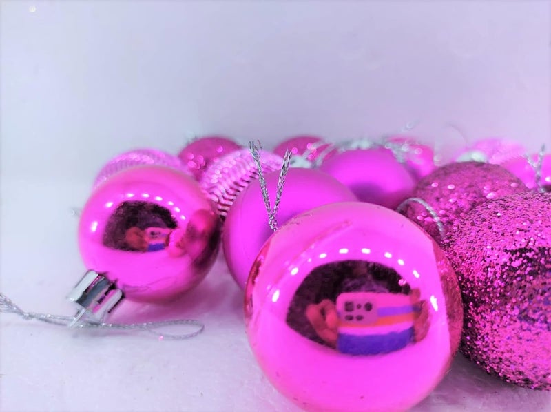 Mahdiya Mahdiya Christmas Hanging Balls Ornaments Special Decoration for Tree and House Church Office 4 Glitter Ball 4 Mate Balls 4 Shining Balls and 4 Special Balls Total 16ps PinkRose - Image 4