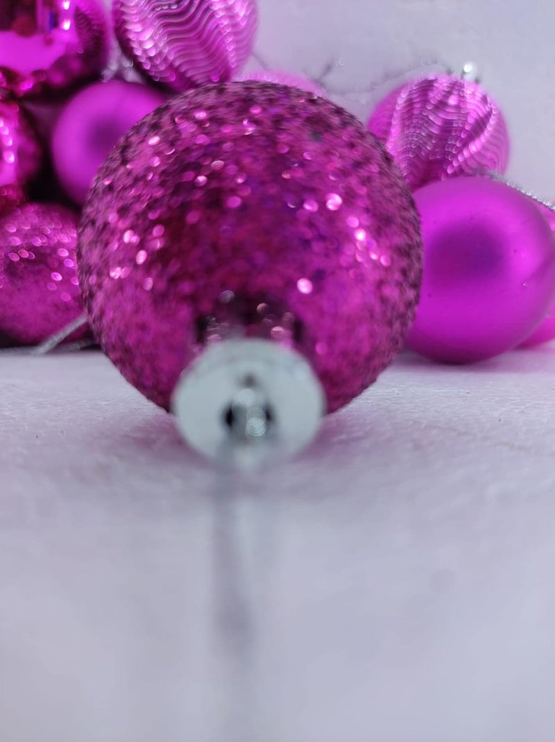 Mahdiya Mahdiya Christmas Hanging Balls Ornaments Special Decoration for Tree and House Church Office 4 Glitter Ball 4 Mate Balls 4 Shining Balls and 4 Special Balls Total 16ps PinkRose - Image 3
