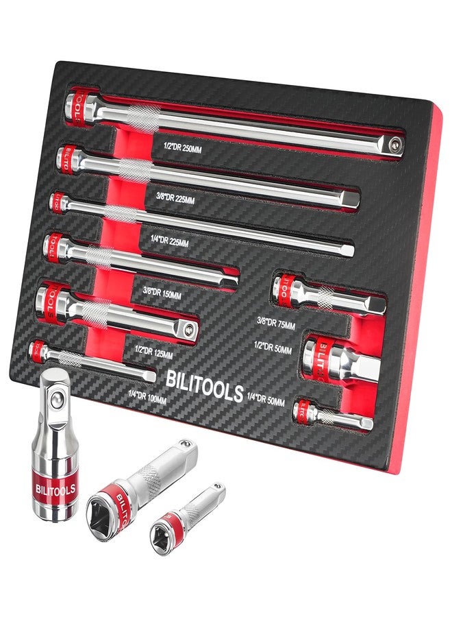 BILITOOLS 9 Piece Swing Extension Set, 1/4 3/8 1/2 Inch Ratchet Extension Set, Chrome Vanadium Steel (Square End). - Image 1