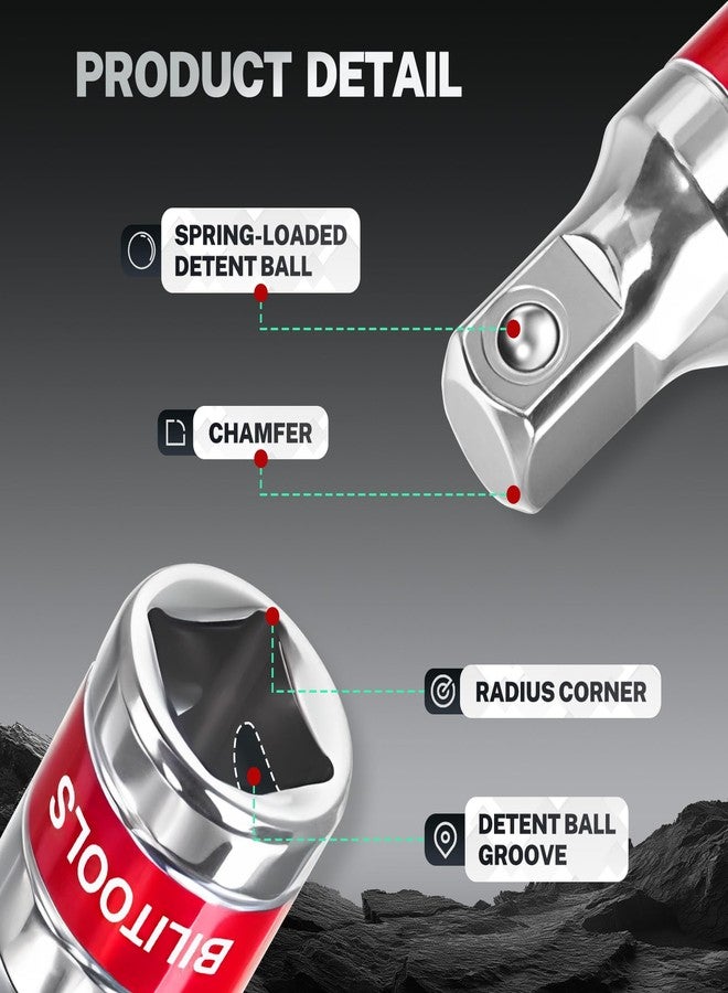 BILITOOLS 9 Piece Swing Extension Set, 1/4 3/8 1/2 Inch Ratchet Extension Set, Chrome Vanadium Steel (Square End). - Image 3
