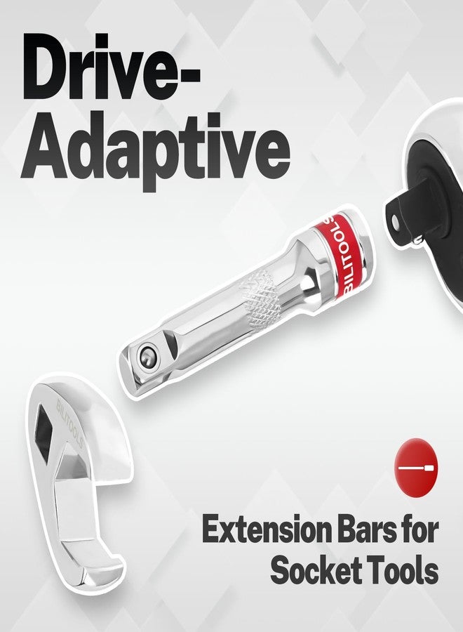 BILITOOLS 9 Piece Swing Extension Set, 1/4 3/8 1/2 Inch Ratchet Extension Set, Chrome Vanadium Steel (Square End). - Image 5