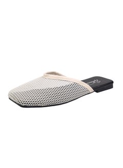Casual Comfortable Womens Mesh Sandals Flat Bottom One-row Net Yarn Head 2024 Summer New Product Outer Wear Slippers Wholesale beige white