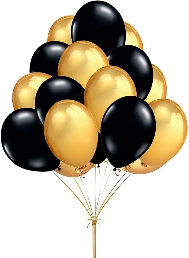 HEMITO Premium Metallic Latex Balloons Pack of 50 Golden, Black Balloons for Decoration (Golden, Black, Pack of 50) - Image 1