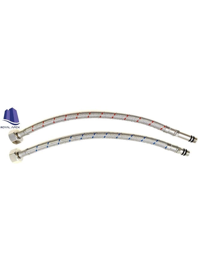Royal Apex Royal Apex Tap Connector Flexi Pipes 2Pcs Single-head Hose, high-pressure Explosion-proof Single-hole Hot and Cold Water, suitable For Sink Faucet Pointed Water Inlet (60CM)  - Image 2