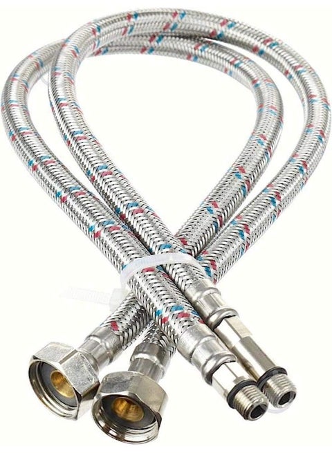 موصل صنبور رويال أبيكس أنابيب مرنة 2 قطعة رأس واحد خرطوم، ضغط عالي مضاد للانفجار ثقب واحد ماء ساخن وبارد، مناسب لصنبور الحوض مدخل ماء مدبب (60 سم)