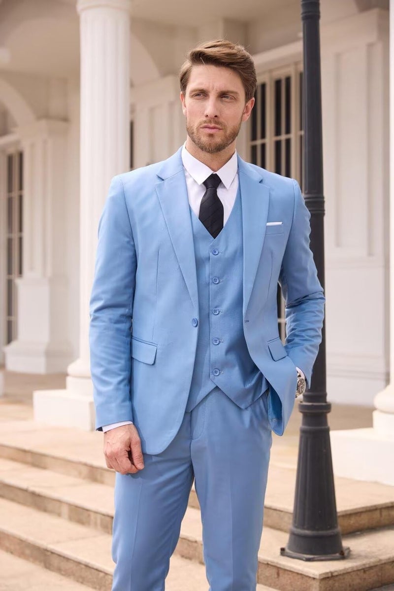 Wangyue Mens Suits 3 Piece Slim Fit Sage Suits for Men Wedding Prom Tuxedo Formal Business Suit for Men,XL - Image 5