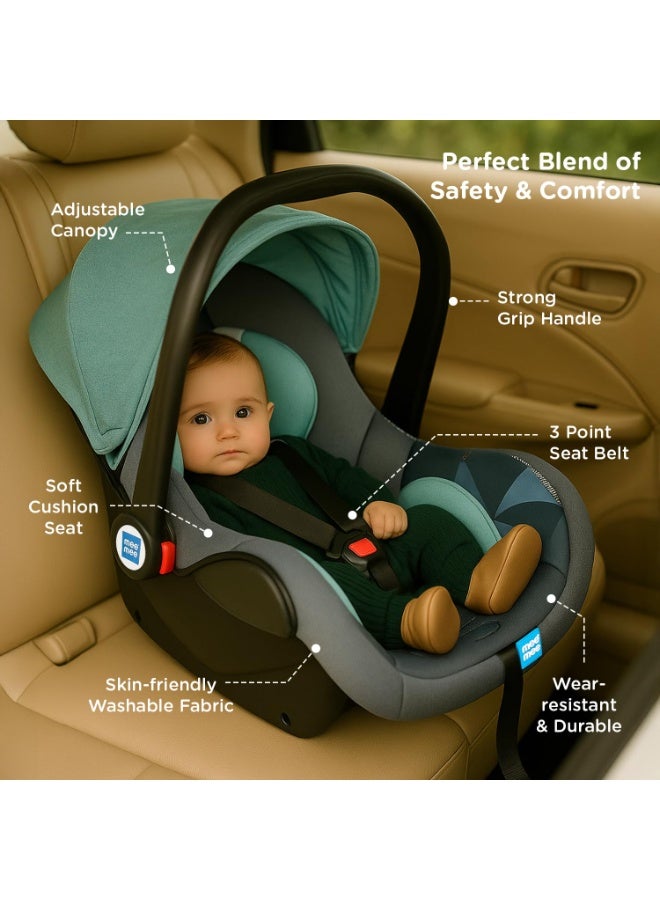Mee Mee Little Explorer 4-in-1 Baby Car Seat & Carry Cot with Canopy, Convertible to Car seat, Rocking Chair, Carry Cot & Feeding Chair, 0 to 15 Months | Weight Capacity Upto 13 Kgs (Blue) - Image 3