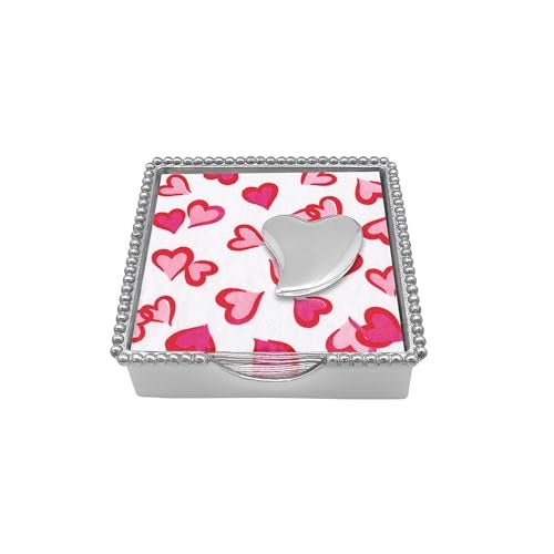 Mariposa Heart Beaded Napkin Box One Size Silver - Image 1
