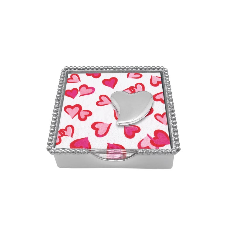 Mariposa Heart Beaded Napkin Box One Size Silver - Image 2