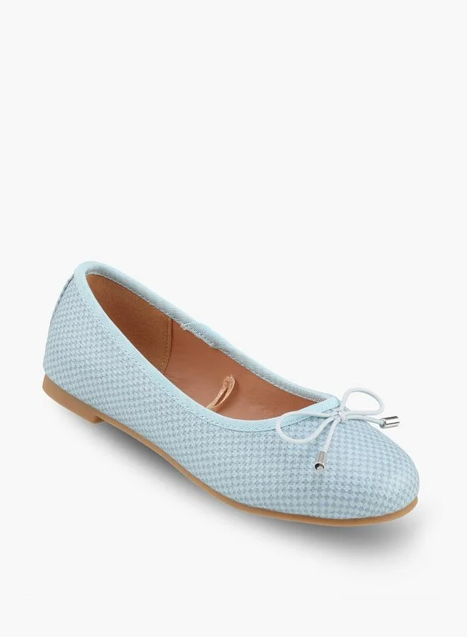 Little Missy Girls Checkered Ballerina Shoes With Bow Accent