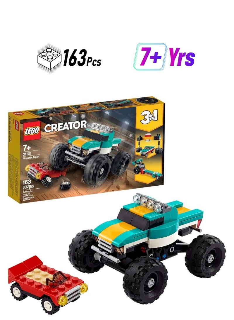 LEGO LEGO Creator 3in1 Monster Truck Toy 31101 Cool Building Kit for Kids, New 2020 (163 Pieces)  - Image 1