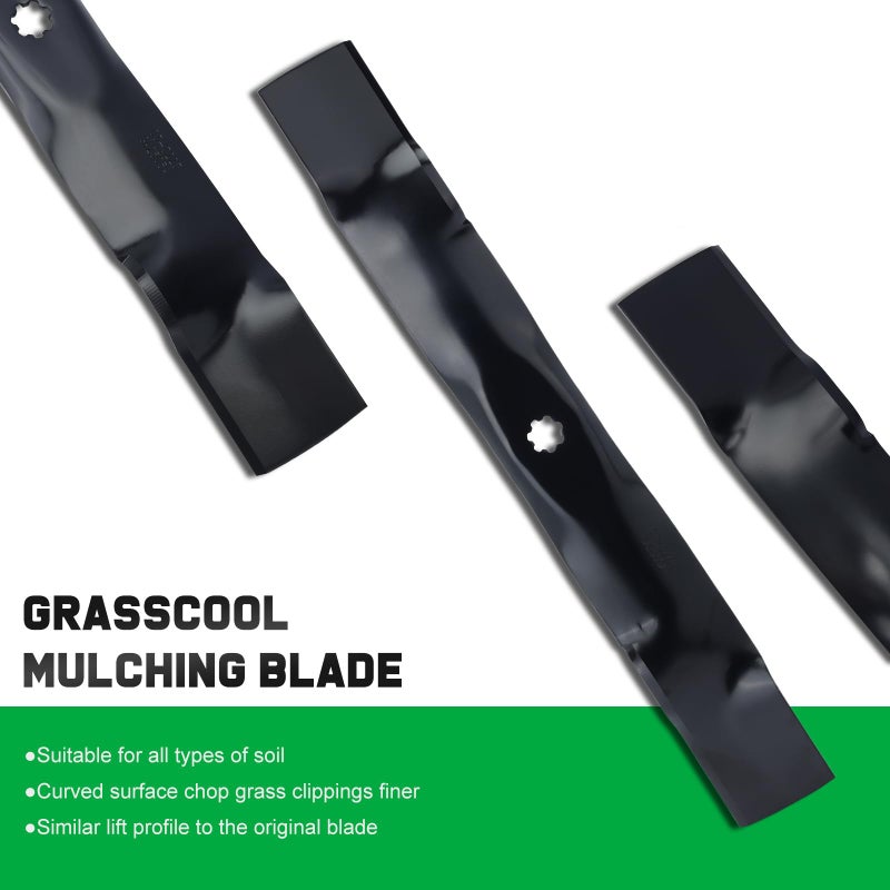 Grasscool D130 42 inch Mower Mulching Blades for John D-eere D110 D100 D125 D105 S100 E100 LA125 LA115 LA105 42'' Deck Lawn Tractor Riding Mower Replace GY20850 GX22151 - Image 3