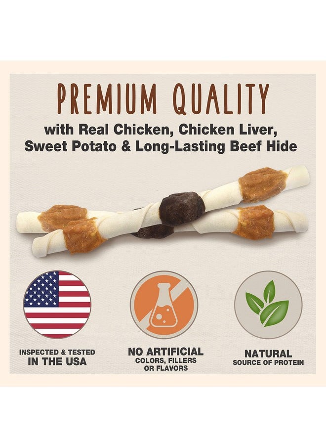 Cadet Cadet Gourmet X-Large Triple-Flavored Beef Hide Shish Kabob Dog Treats - Healthy & Natural Chicken, Liver, and Sweet Potato Dog Treats for Dogs Over 30 Lbs., 10 in. (15 Count)  - Image 2