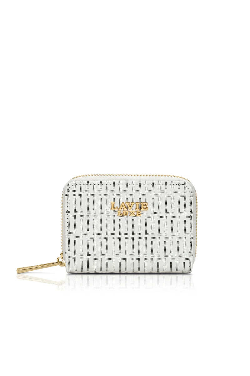 لافي Luxe Women's Monogram Belle Small Card Wallet (White)