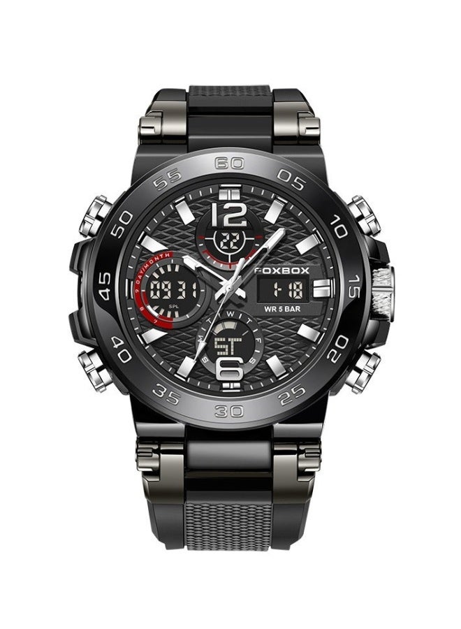 FOXBOX Fashion Stylish Waterproof Wrist Watches for Men Sports Quartz Watch Silver & Black - Image 1
