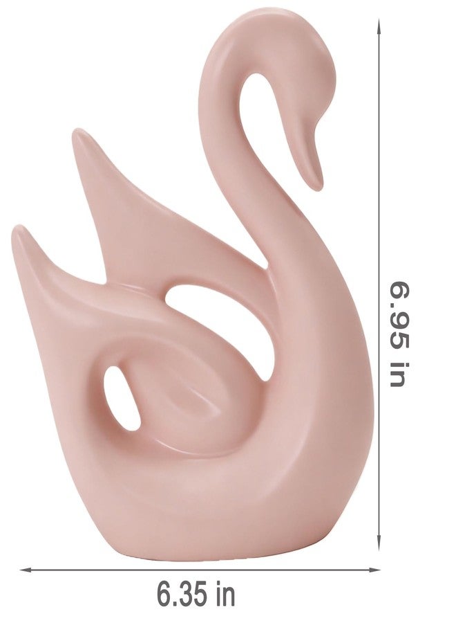 KIKITOY Pink Ceramic Swan Figurine - Elegant Modern Home Decor for Living Room, Office Desk, Bookshelf, Anniversary, Birthday, Housewarming Present (Swan-002) - Image 2