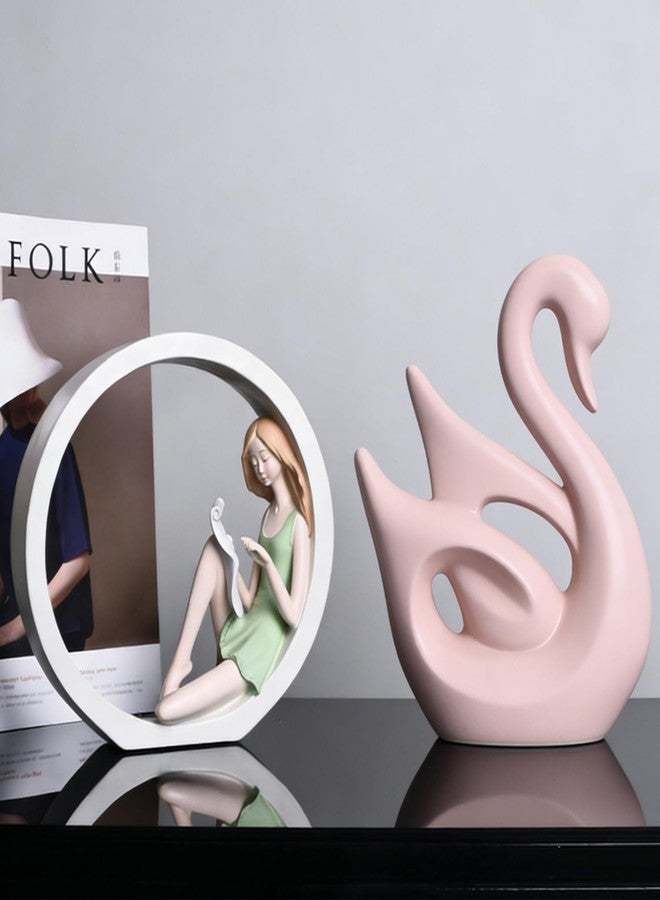 KIKITOY Pink Ceramic Swan Figurine - Elegant Modern Home Decor for Living Room, Office Desk, Bookshelf, Anniversary, Birthday, Housewarming Present (Swan-002) - Image 5