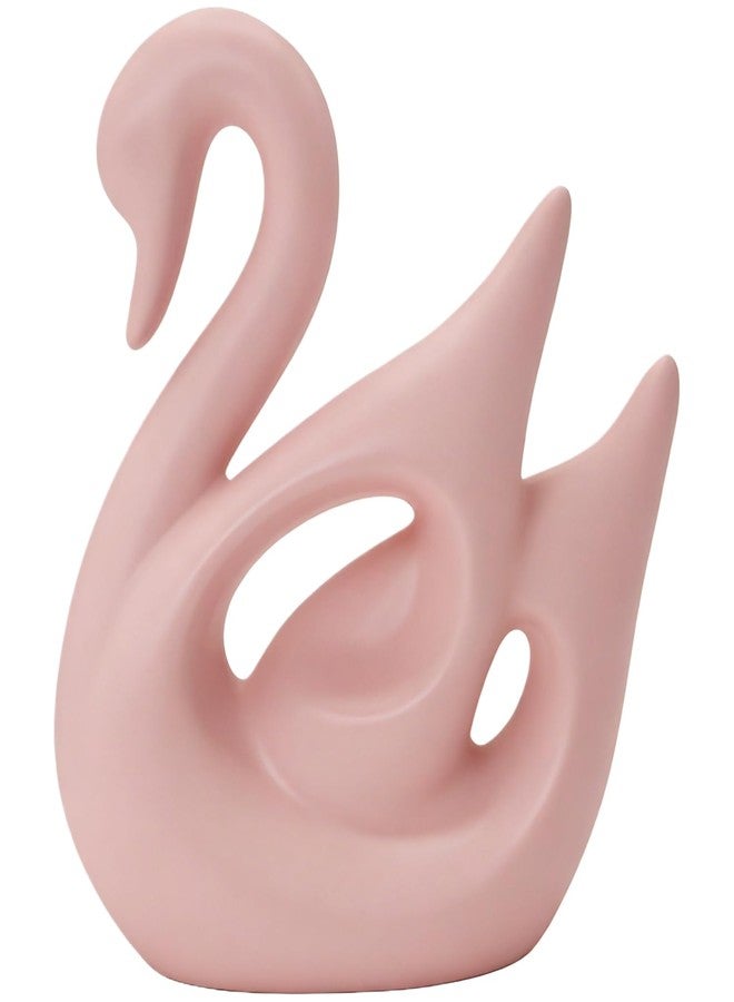 KIKITOY Pink Ceramic Swan Figurine - Elegant Modern Home Decor for Living Room, Office Desk, Bookshelf, Anniversary, Birthday, Housewarming Present (Swan-002) - Image 1