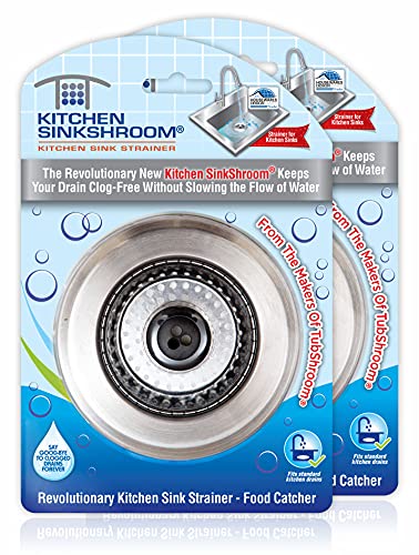 SinkShroom سلة مصفاة الحوض SinkShroom الثورية المضادة للاحتباس، عبوة 2، من الفولاذ المقاوم للصدأ - Image 1