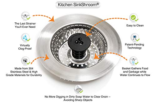SinkShroom سلة مصفاة الحوض SinkShroom الثورية المضادة للاحتباس، عبوة 2، من الفولاذ المقاوم للصدأ - Image 3