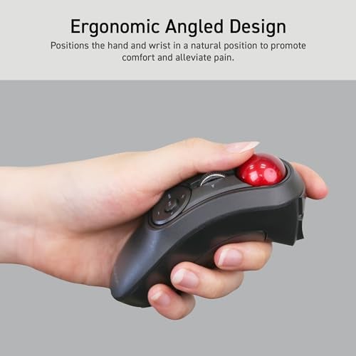 ELECOM Relacon Handheld Trackball Pointer, Ergonomic Thumb Mouse for Right or Left Hand, Bluetooth, 10 Buttons for TV, Presentation, Game, PC & MAC - Image 2