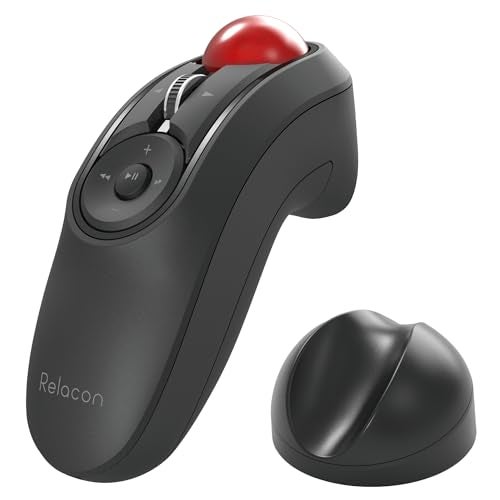 ELECOM Relacon Handheld Trackball Pointer, Ergonomic Thumb Mouse for Right or Left Hand, Bluetooth, 10 Buttons for TV, Presentation, Game, PC & MAC - Image 1